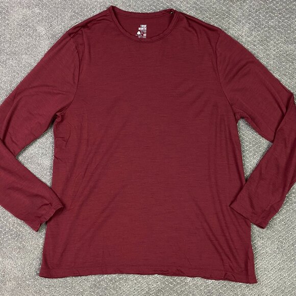 True North Shirt Men's XL Red Base Layer Merino Wool Blend Hiking Long Sleeve - Picture 1 of 8